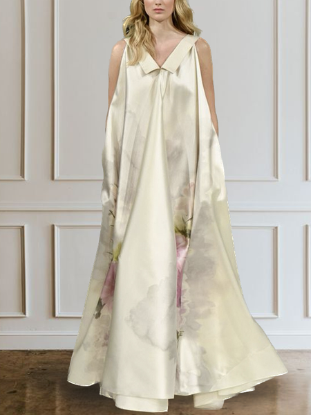 

Elegant Floral Loose Maxi Wedding Guest Dress, As picture, Wedding Guest Dresses