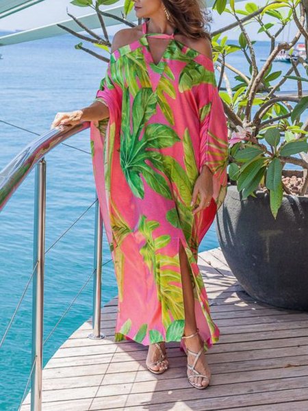 

Vacation Loose Regular Size No Elasticity Dress, As picture, Maxi Dresses