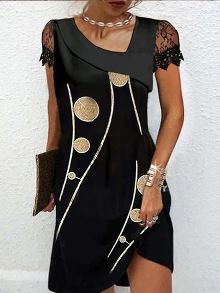 

Cool Short Sleeve Black Mini Dress, Dresses