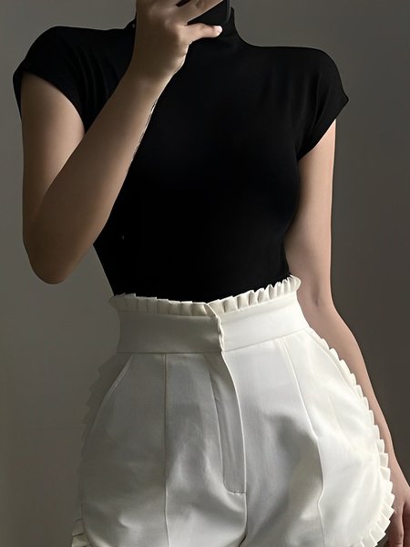 

Short sleeve Tight Urban Plain T-Shirt, Black, Tees