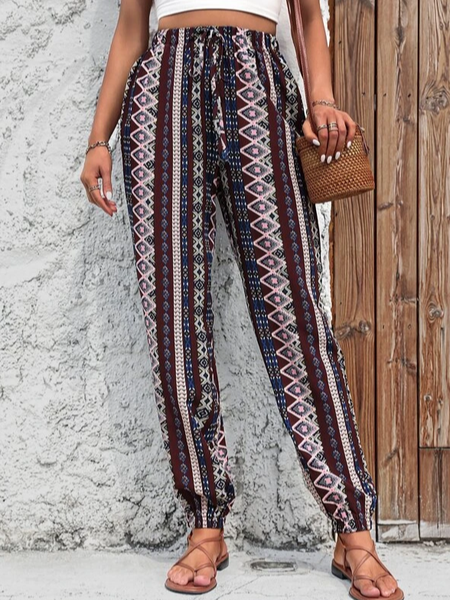

Geometric Loose Casual Pants, Black, Pants