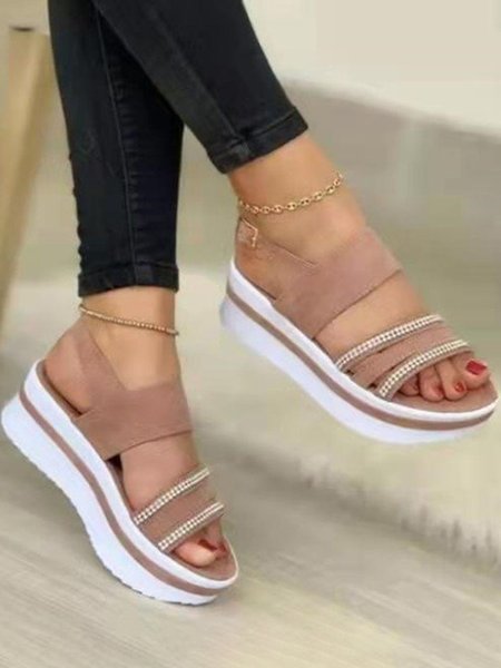 

Casual Rhinestone Platform Sandals, Pink, Sneakers