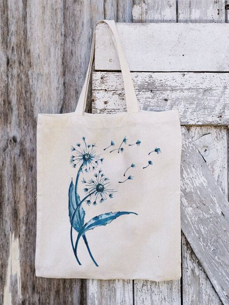 

Women's Dandelion Print Shopping Tote, White, Bags