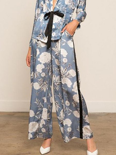 

Casual Regular Fit Floral Fashion Pants, As picture, Pants