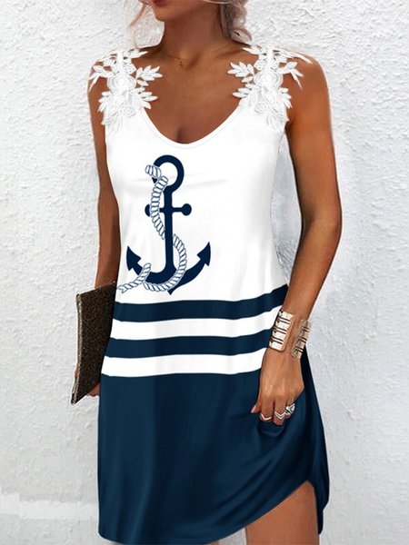 

V Neck Elegant Regular Fit Dress, Dark blue, Dresses