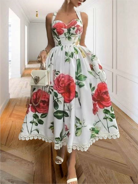

Regular Fit Elegant Spaghetti Wedding Guest Dress, As picture, Midi Dresses