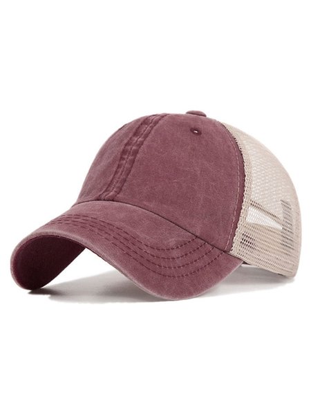 

Multi-color Washed Mesh Back Baseball Cap, Datered, Women's Hats