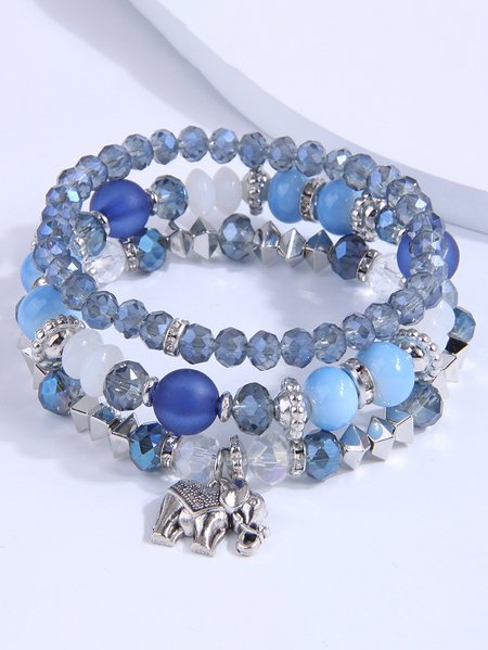 

Casual Crystal Beaded Multilayer Bracelet Everyday Urban Versatile Jewelry, Blue, Bracelets