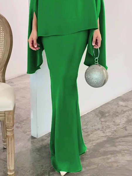 

Elegant Simple Regular Fit Plain Skirt, Green, Skirts