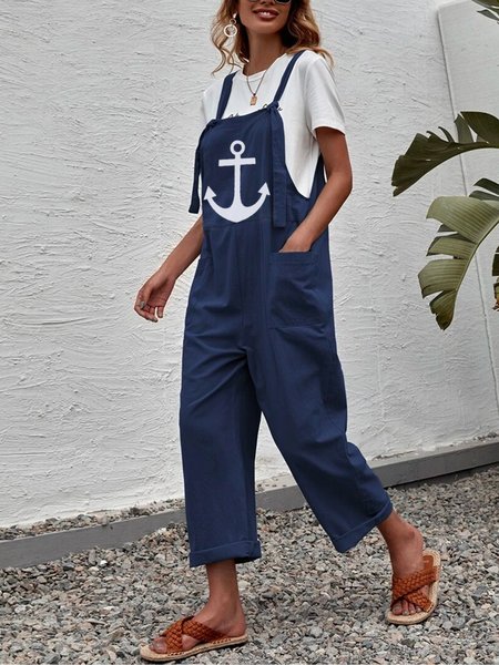 

Solid Dual Pocket Suspender Jumpsuit, Blue, Jumpsuits＆Rompers