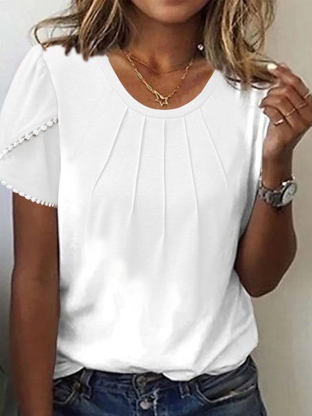 

Casual Crew Neck Loose T-Shirt, White, T-Shirts