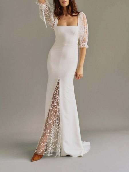 

Knitted Elegant Wedding Guest Dress, White, Wedding Guest Dresses