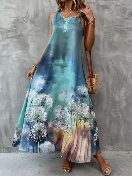 

Ombre Crew Neck Loose Casual Dress, Green, Dresses