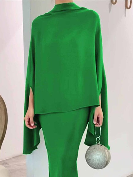 

Elegant Simple Stand Collar Loose Plain Shirt, Green, Blouses and Shirts