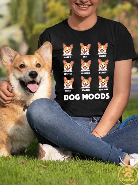 

Lilicloth X Funnpaw Women's Funny Dog Mood T-Shirt, Black, T-shirts