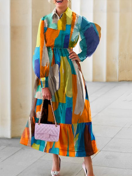 

Abstract Graphic Vacation Regular Fit Maxi Dress, Multicolor, Maxi Dresses