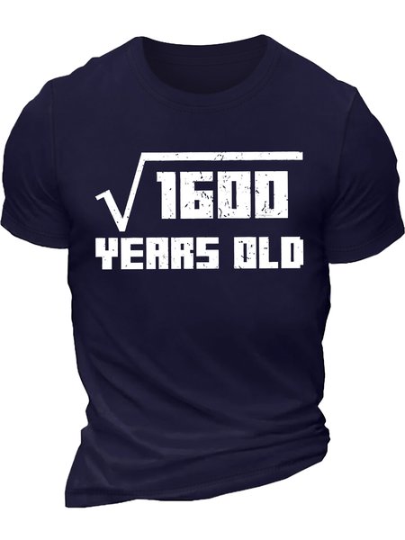 

Men's Radical Sign 1600 Years Old Forty Funny Graphic Printing Loose Cotton Casual Text Letters T-Shirt, Purplish blue, T-shirts