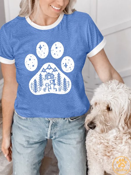 

Lilicloth X Funnpaw Women's Dog Paw Camping Best Gift For Dog Lover Regular Fit T-Shirt, Blue, T-shirts