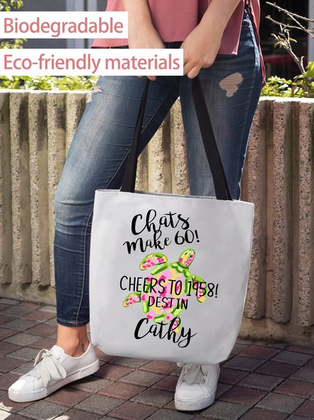 

Alphabet Sea Turtle Linen Canvas Tote Shoulder Eco-Friendly Biodegradable, As picture, Women's Bags