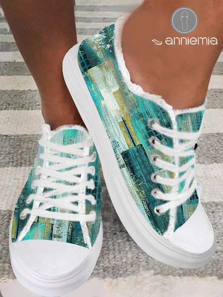 

Soft Green Print Canvas Shoes, Sneakers