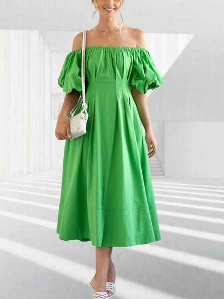 

Cold Shoulder Regular Fit Casual Dress, Green, Midi Dresses