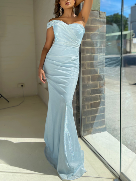 

V Neck Plain Elegant Wedding Guest Dress, Blue, Wedding Guest Dresses