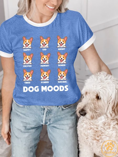 

Lilicloth X Funnpaw Women's Funny Dog Mood T-Shirt, Blue, T-shirts
