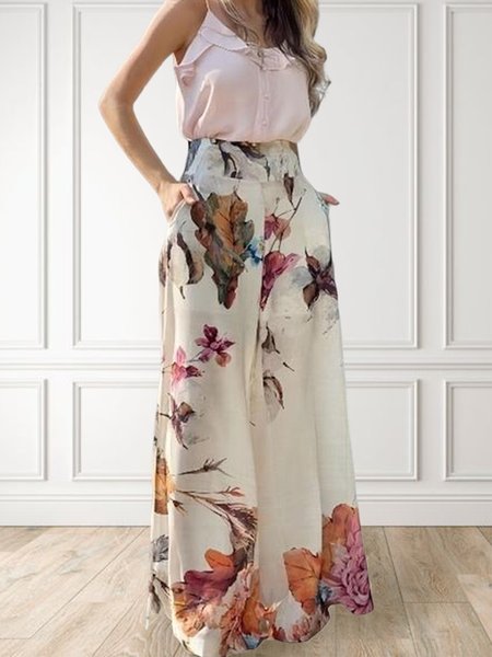 

Plain Linen Casual Fashion Pants, As picture, Pants