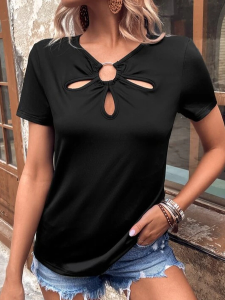 

Plain Loose Casual T-Shirt, Black, T-Shirts