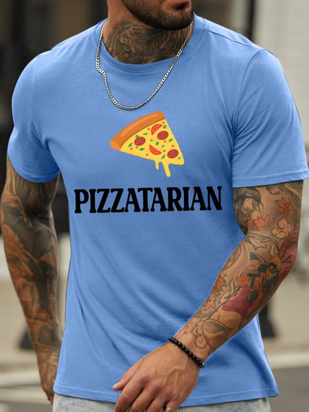 

Lilicloth X Hynek Rajtr Pizzatarian Men's Crew Neck T-Shirt, Light blue, T-shirts
