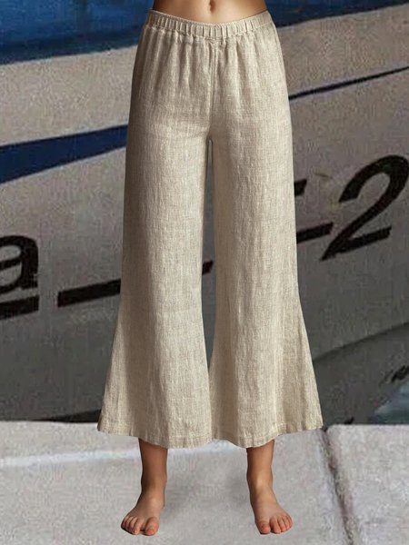 

Casual Cotton Plain Loose Pants, Khaki, Pants