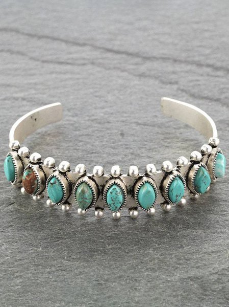 

Silver Antique Distressed Inlaid Turquoise Cuff Bracelet Everyday Ethnic Jewelry, Bracelets & Anklets