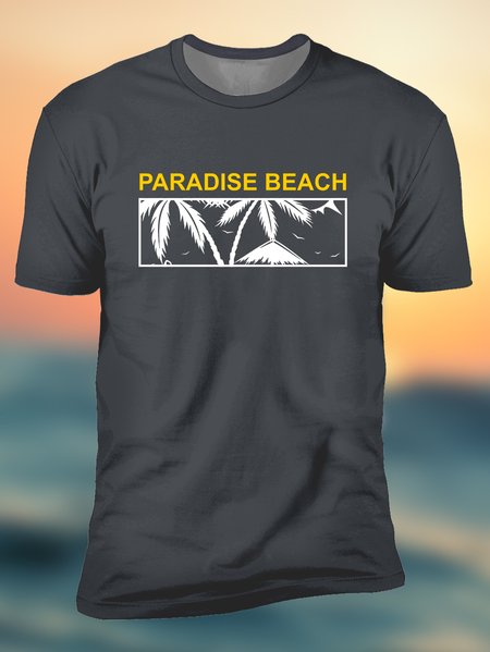 

Coconut Tree Round Neck Short Sleeve T-shirt, Deep blue, Men's t-shirts