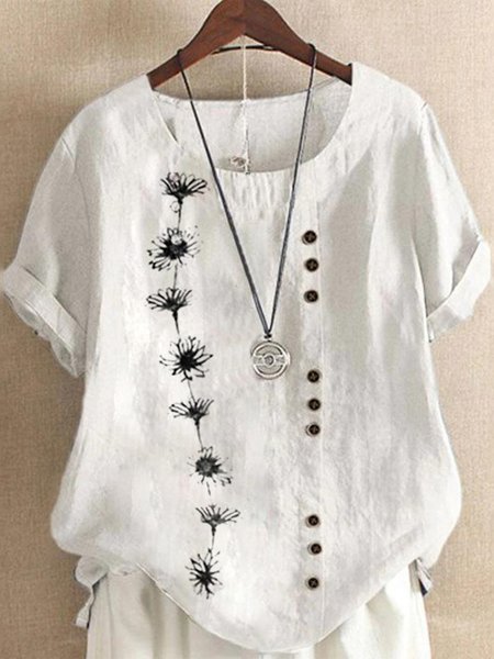 Loose Buttoned Linen Shirt