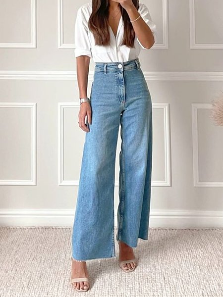 

Denim Regular Fit Casual Plain Jeans, Blue, Jeans