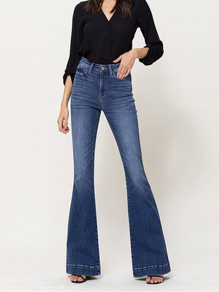 

Plain Denim Regular Fit Casual Jeans, Blue, Jeans