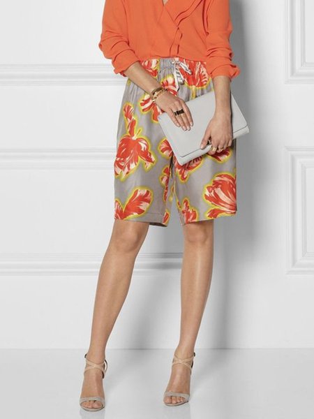 

Daily Regular Fit Elegant Floral Shorts, Orange, Shorts