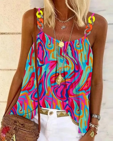 

Psychedelic Art Spaghetti Casual Cami, Deep pink, Tanks & Camis