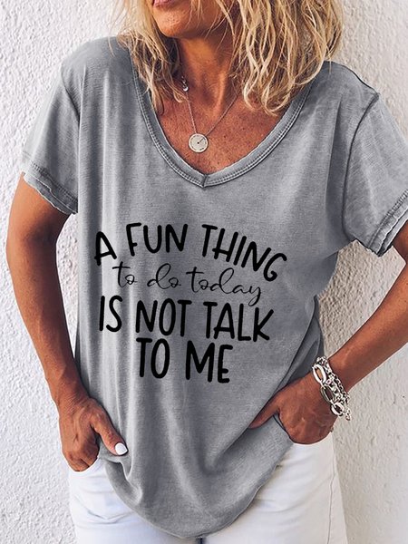 

Women's A Fun Thing To Do Today V Neck Casual T-Shirt, Gray, T-shirts