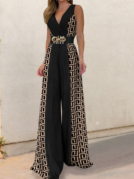 

Urban Regular Fit V neck Sleeveless Jumpsuit, Black, Jumpsuits