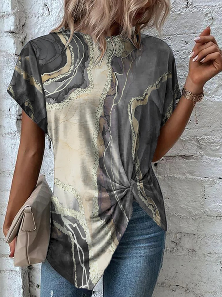 

Loose Casual Ombre Crew Neck T-Shirt, Gray, T-Shirts