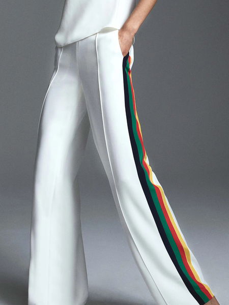 Loose Urban Fashion Long Straight Pants, White, Pants