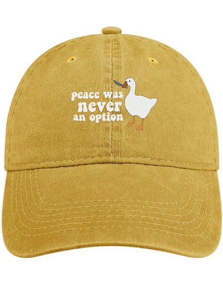 

Men's /Women's Men's Peace Was Never An Option Funny Silly Goose Graphic Printing Funny Graphic Printing Regular Fit Adjustable Denim Hat Regular Fit Adjustable Denim Hat, Yellow, Women's Hats