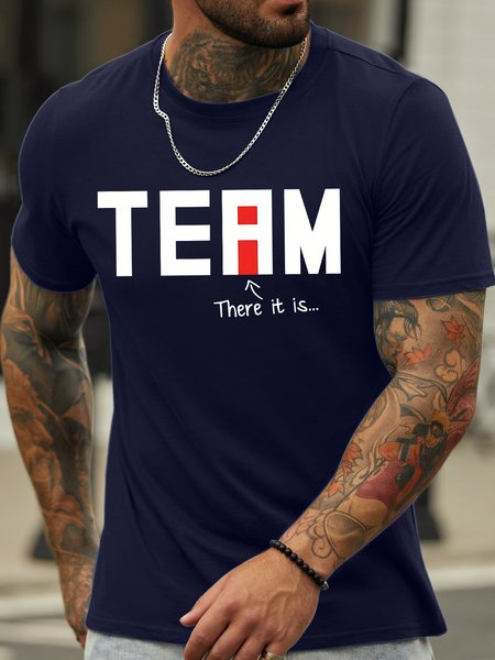 

Men's Team There It Is I Funny Graphic Printing Casual Text Letters Cotton T-Shirt, Purplish blue, T-shirts