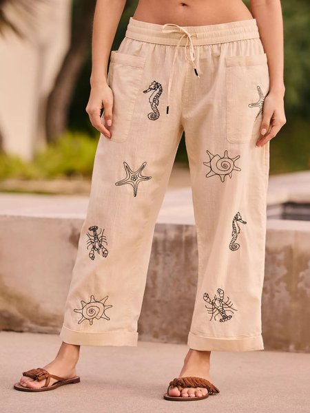 

Cotton Vacation Pants, Apricot, Pants