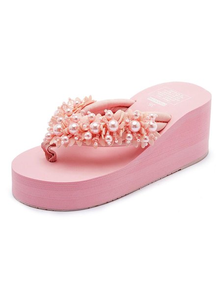 

Resort Beaded Platform Flip Flops, Pink, Sandals