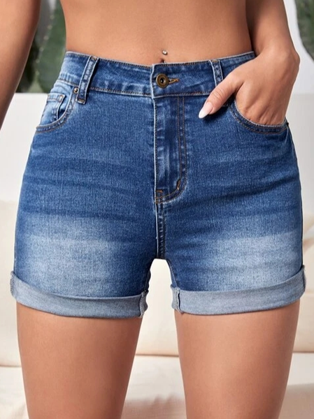 

Regular Fit Plain Casual Denim Denim Shorts, Denim blue, Shorts
