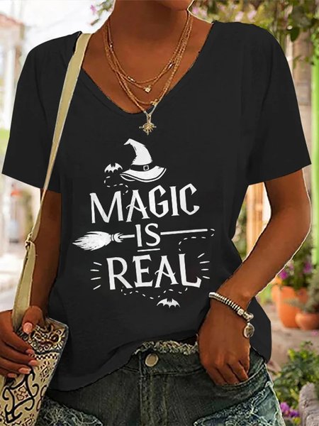 

Magic Is Real Printed Hippie T-shirt, Black, T-Shirts