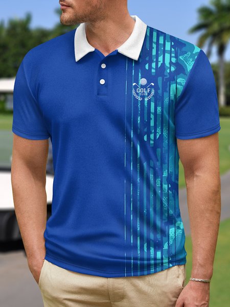 

Geometric Camouflage Button Short Sleeve Golf Polo Shirt, Blue, Polo Shirts