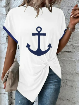 

Crew Neck Anchor Casual Shirt, White, Shirts & Blouses